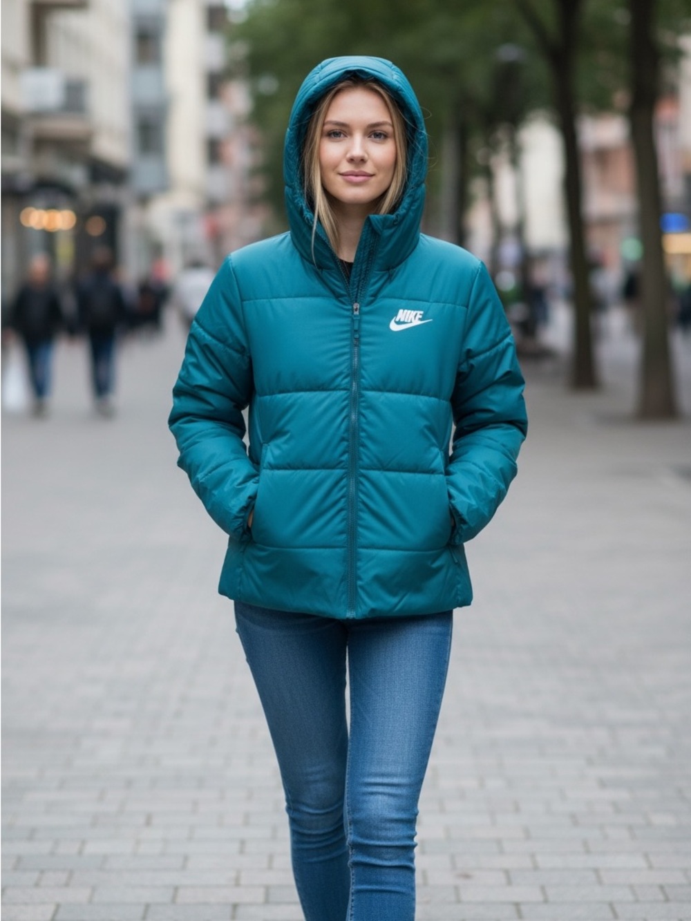 NIKE Puffer Puffy Insulated Hooded Coat Hoodie Jacket Full Zip.  Size Women's XS